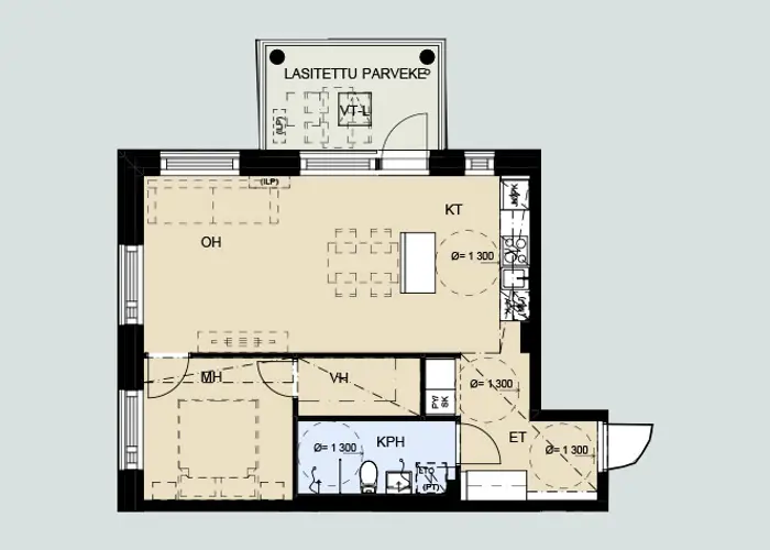 Kuva Espoon Olarin Komeetan 2h -asuntopohjasta